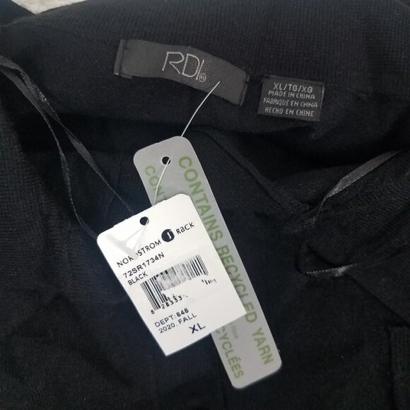NEW RDI Nordstrom Men's Size XL 1/4 Button front Knit Sweater Pullover Black - Picture 5 of 7